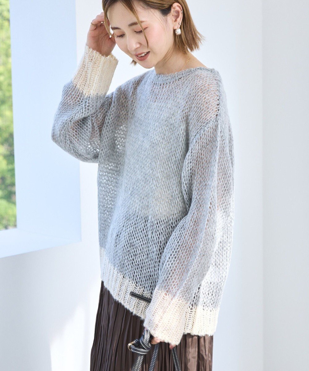 AMERICAN HOLIC モヘアライク配色ニットプルオーバー 