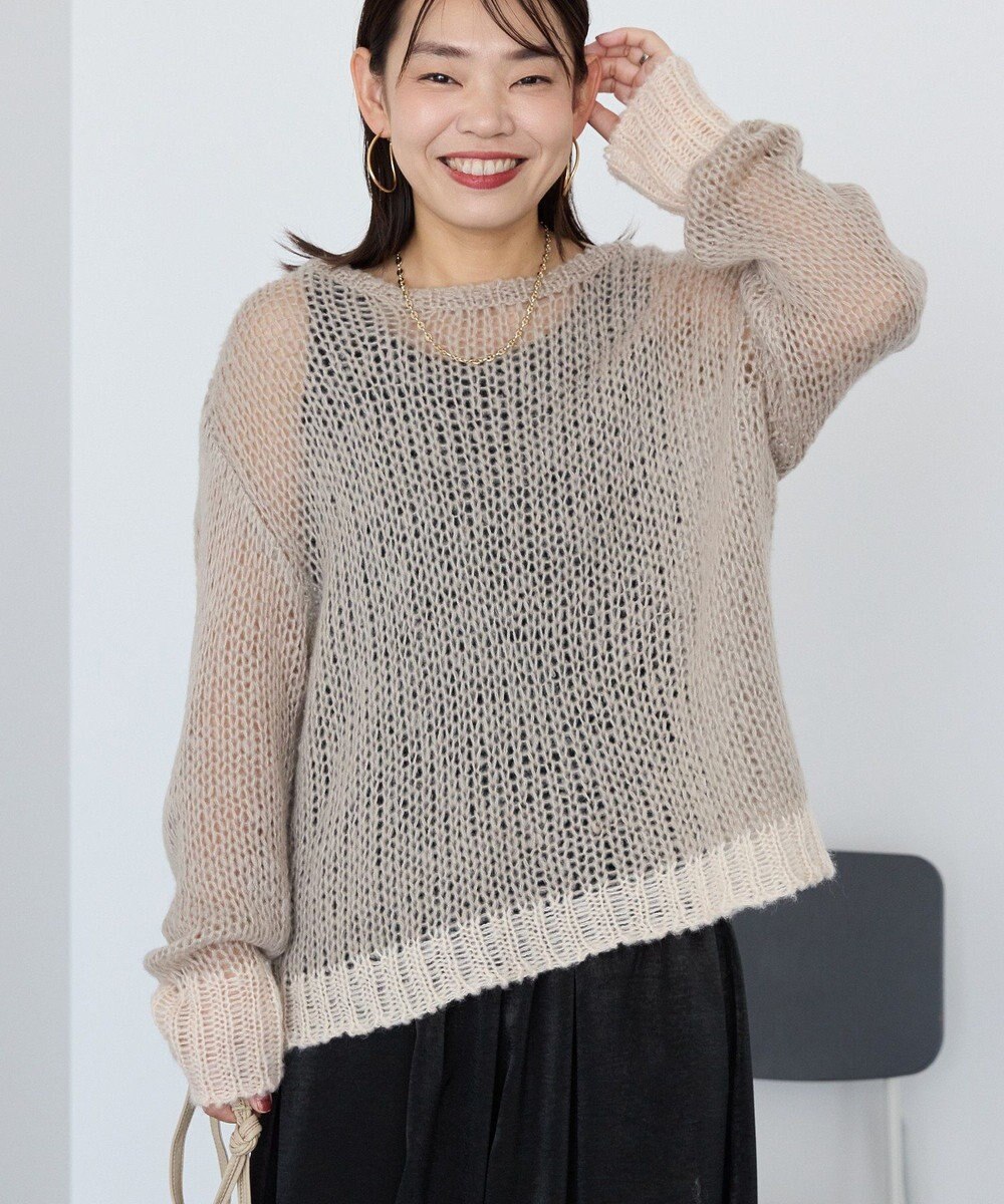 AMERICAN HOLIC モヘアライク配色ニットプルオーバー 