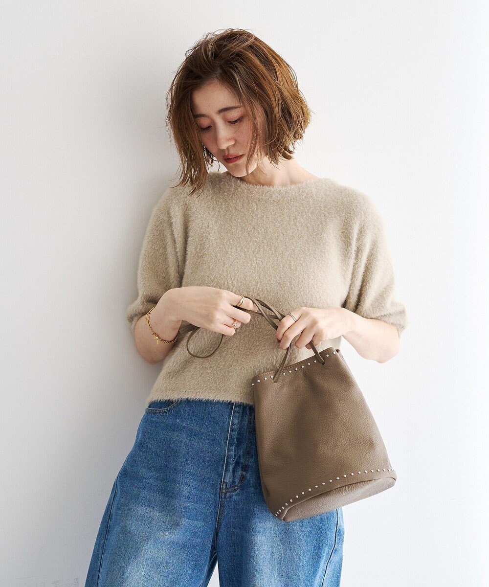 YECCA VECCA シャギー5分袖ニット 