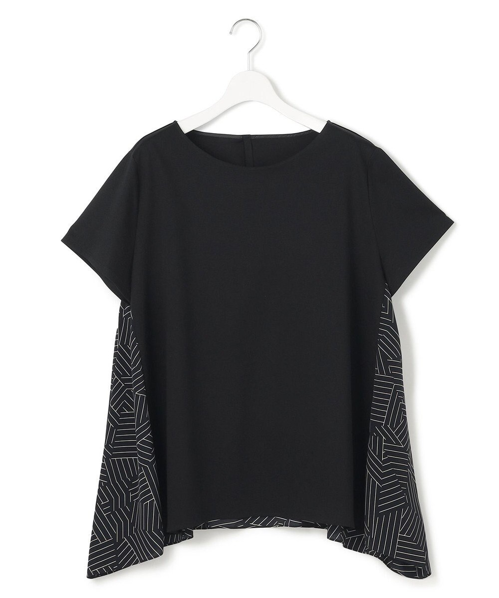 23区 L 【Lサイズ限定/洗える】スカーフプリントコンビ バックフレア カットソー 