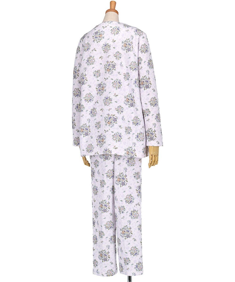 WACOAL ワコール_リラックス＆スリープ パジャマ 長袖 長ズボン 綿100％(表側・肌側) キルトニット素材 ハドンホール 上下セット 前開き ミントン NDW416 /ワコール 