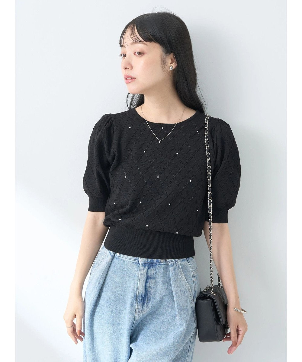 earth music&ecology アーガイルスカシパールニットプルオーバー 