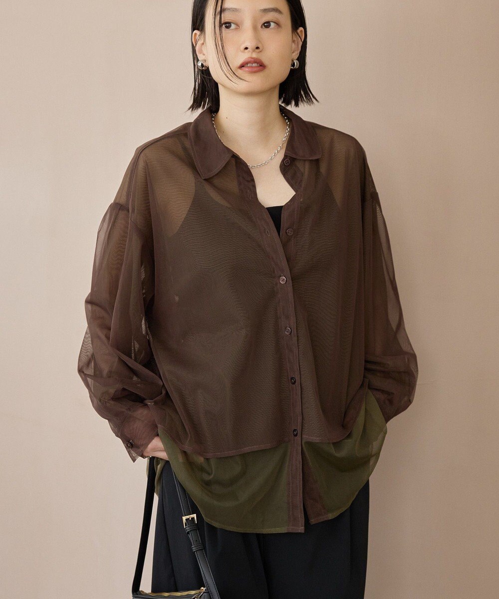 AMERICAN HOLIC シアーレイヤード配色シャツ 