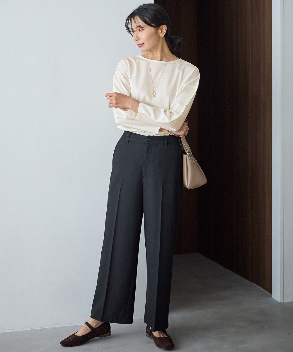 ANY L 【洗濯機可/ストレッチ/ウエストゴム/裏起毛】マルチファンクションストレッチワイドパンツ 