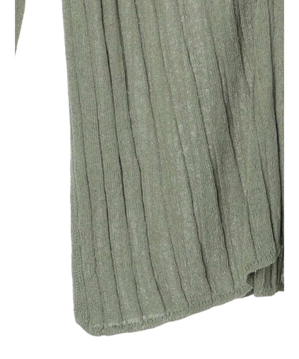 Green Parks 推しニット　リブ編みミドル丈カーディガン 