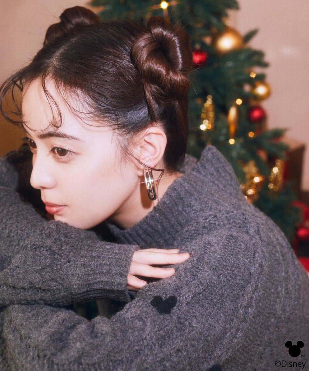 earth music&ecology 【予約】Disney/ポイントミッキーケーブルニット 