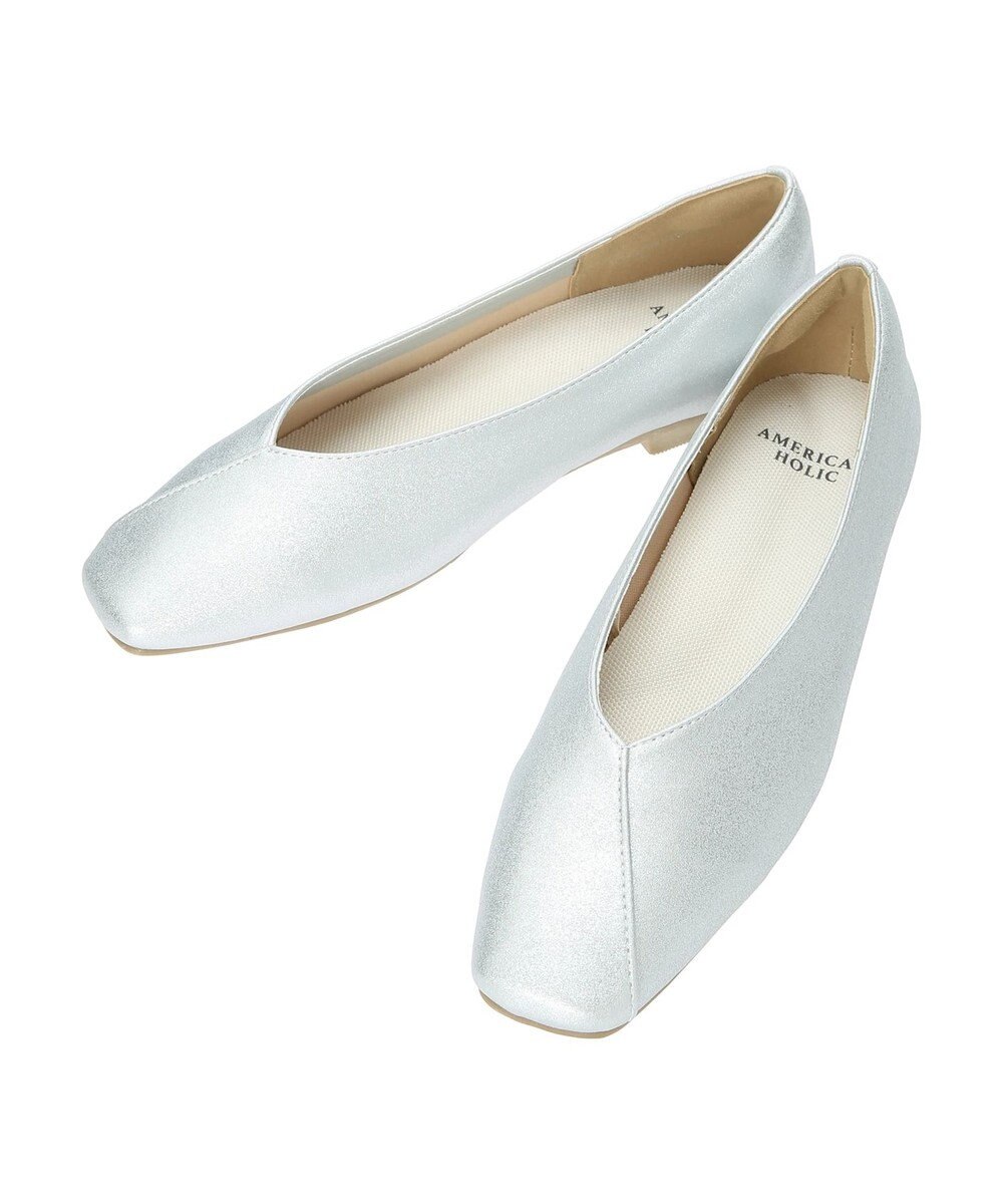 AMERICAN HOLIC 【整履き】切り替えスクエアフラットパンプス 
