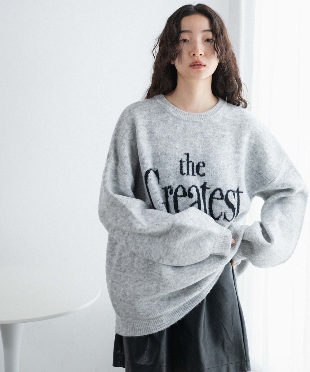 WEGO フラッフィーロゴジャガードニットプルオーバー 