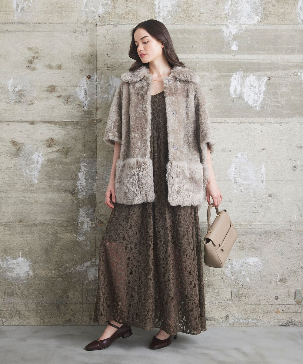 GRACE CONTINENTAL ムートンポンチョコート 