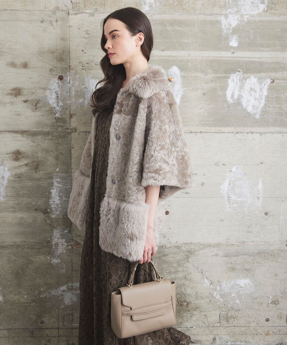 GRACE CONTINENTAL ムートンポンチョコート 