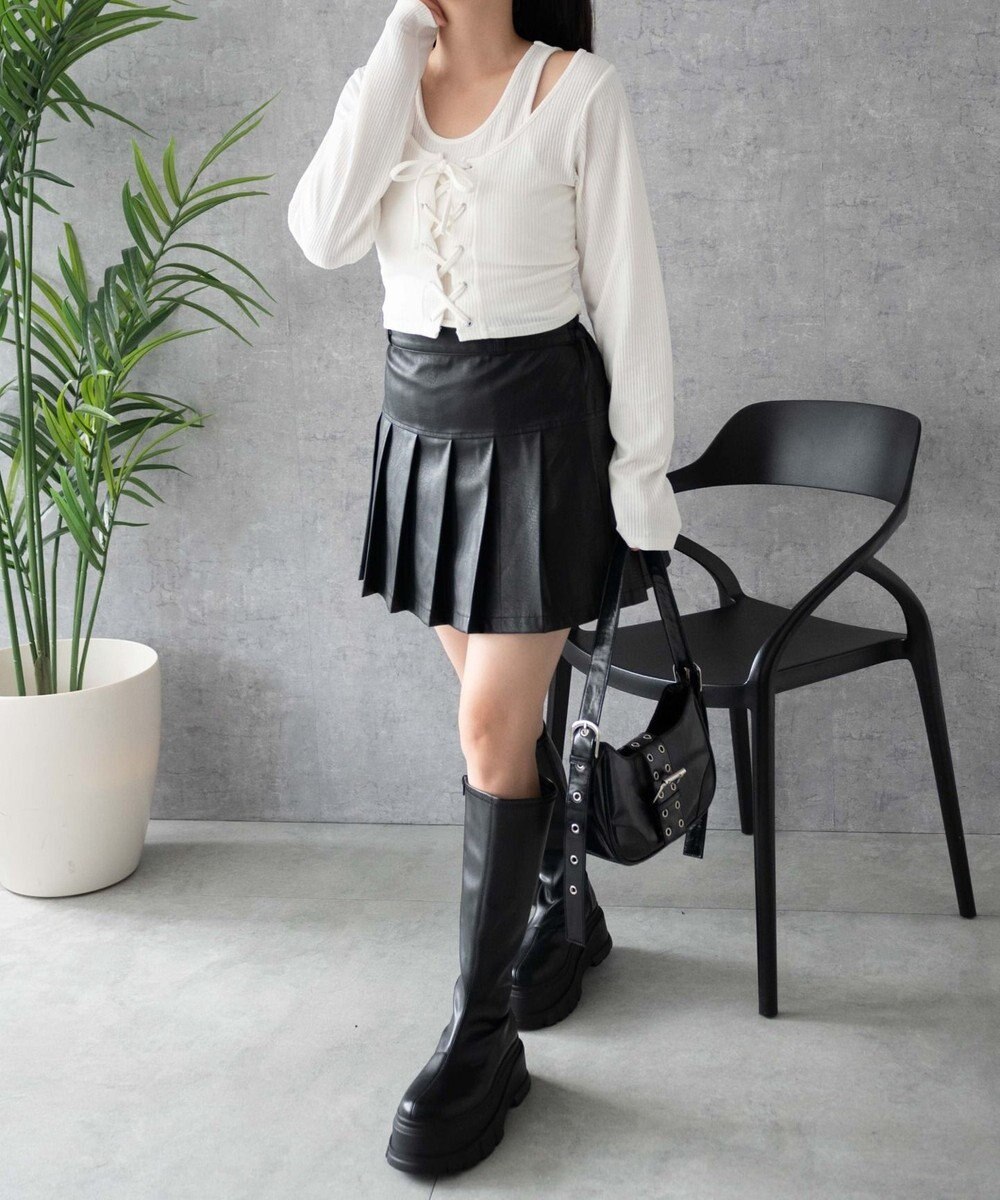 WEGO レイヤードレースアップ長袖トップス 