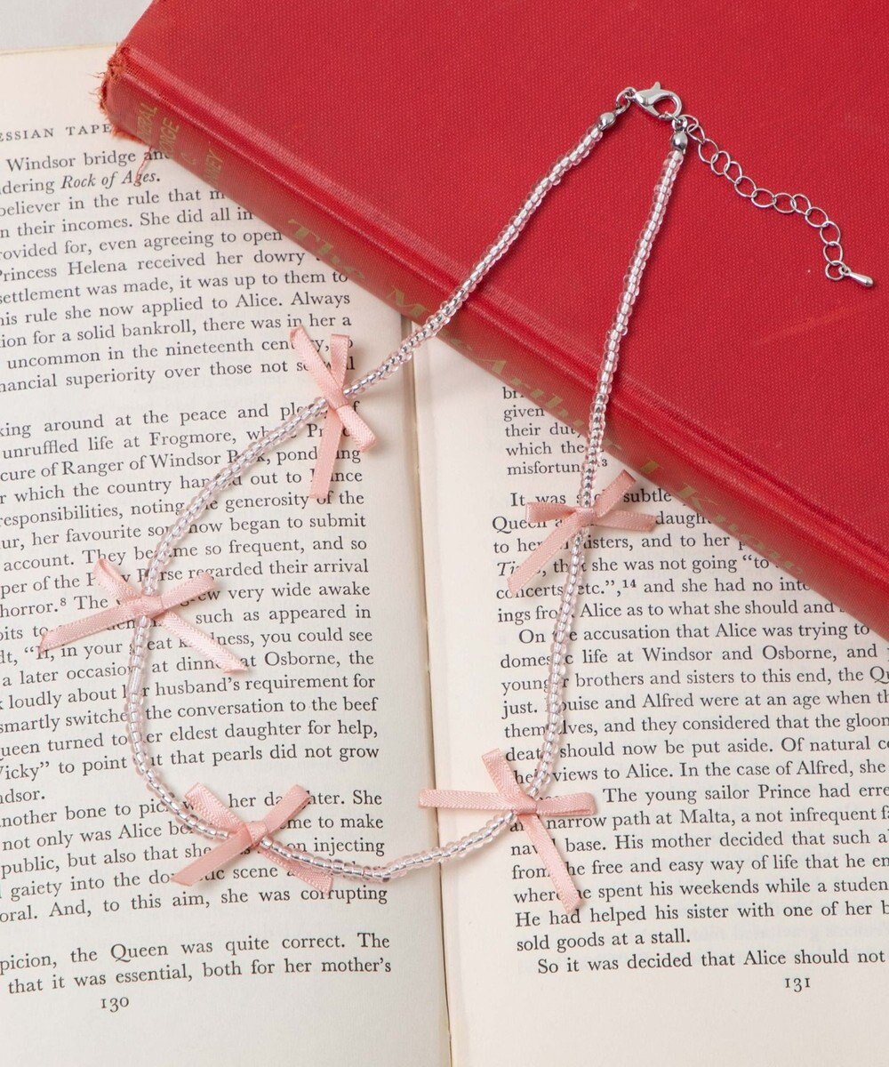 WEGO Lビーズサテンリボンネックレス 