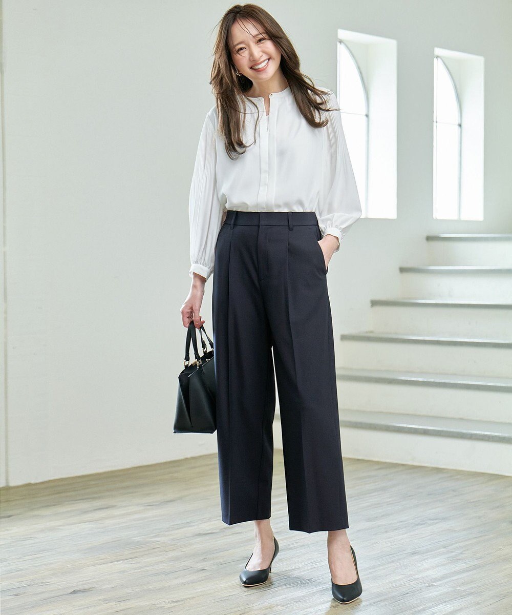 ANY 【洗濯機可/2WAY】プリーツスリーブブラウス 