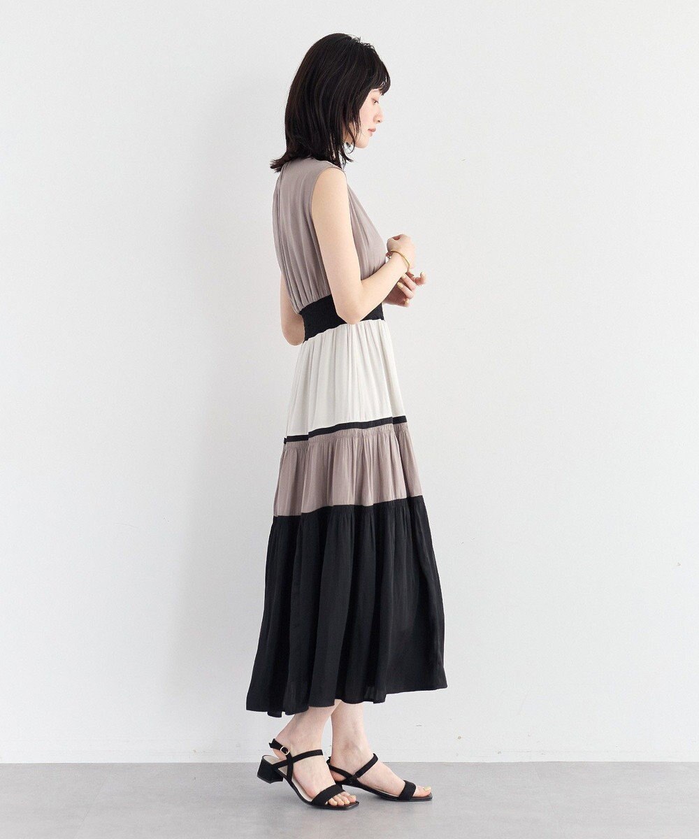 YECCA VECCA マルチカラーシャーリングワンピース 