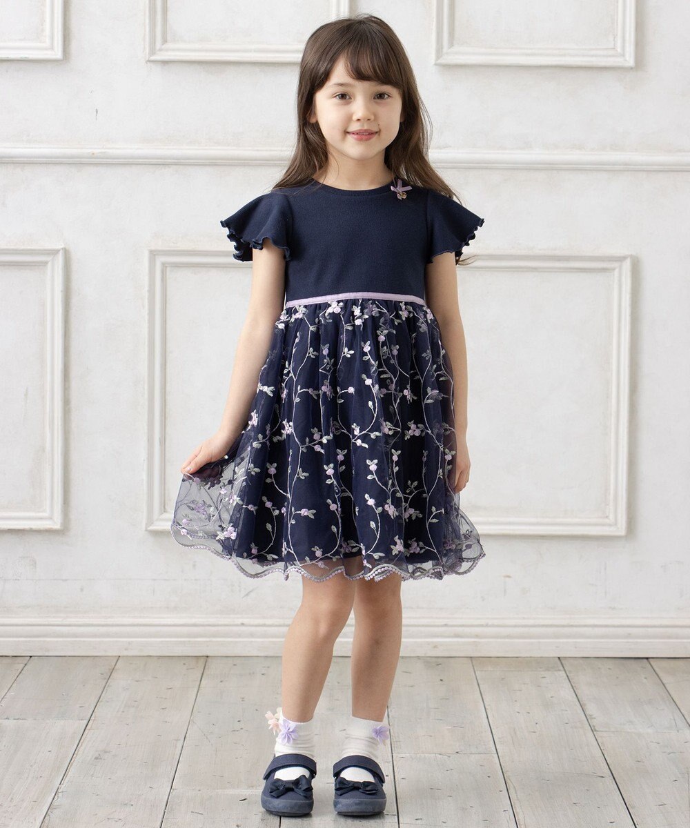 ANY KIDS 刺繍チュールガーリー ワンピース 