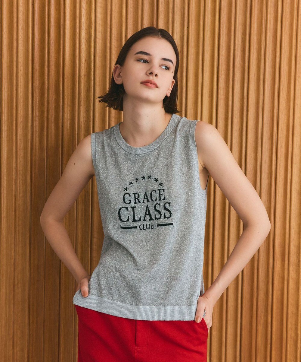 GRACE CONTINENTAL ラメジャガードノースリーブ 