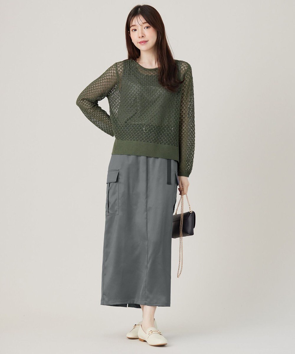 ANY SIS 【WEB・一部店舗限定】サテンカーゴ スカート 