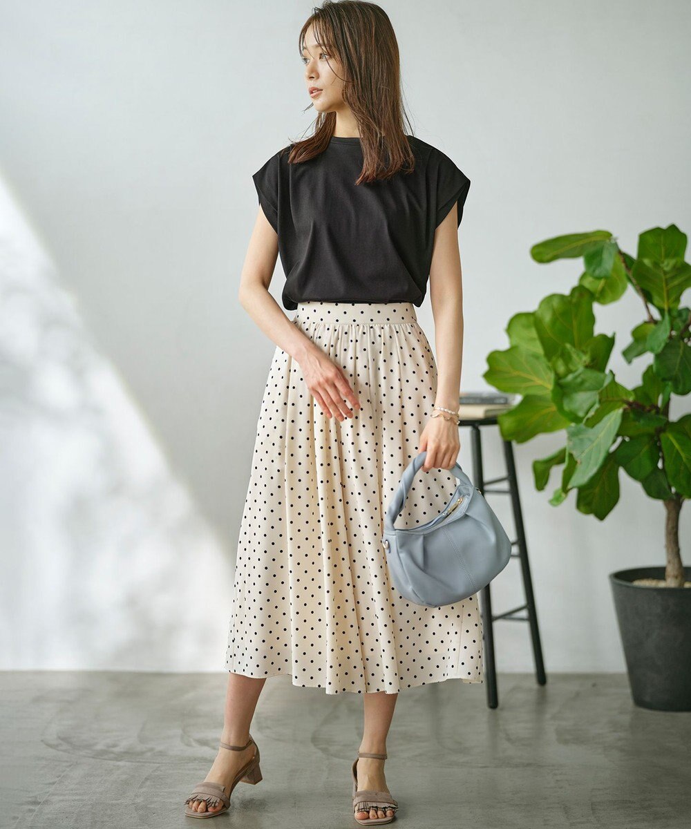 組曲 L 【UVケア・接触冷感】GIZAプレーティング天竺フレンチスリーブ Tシャツ 