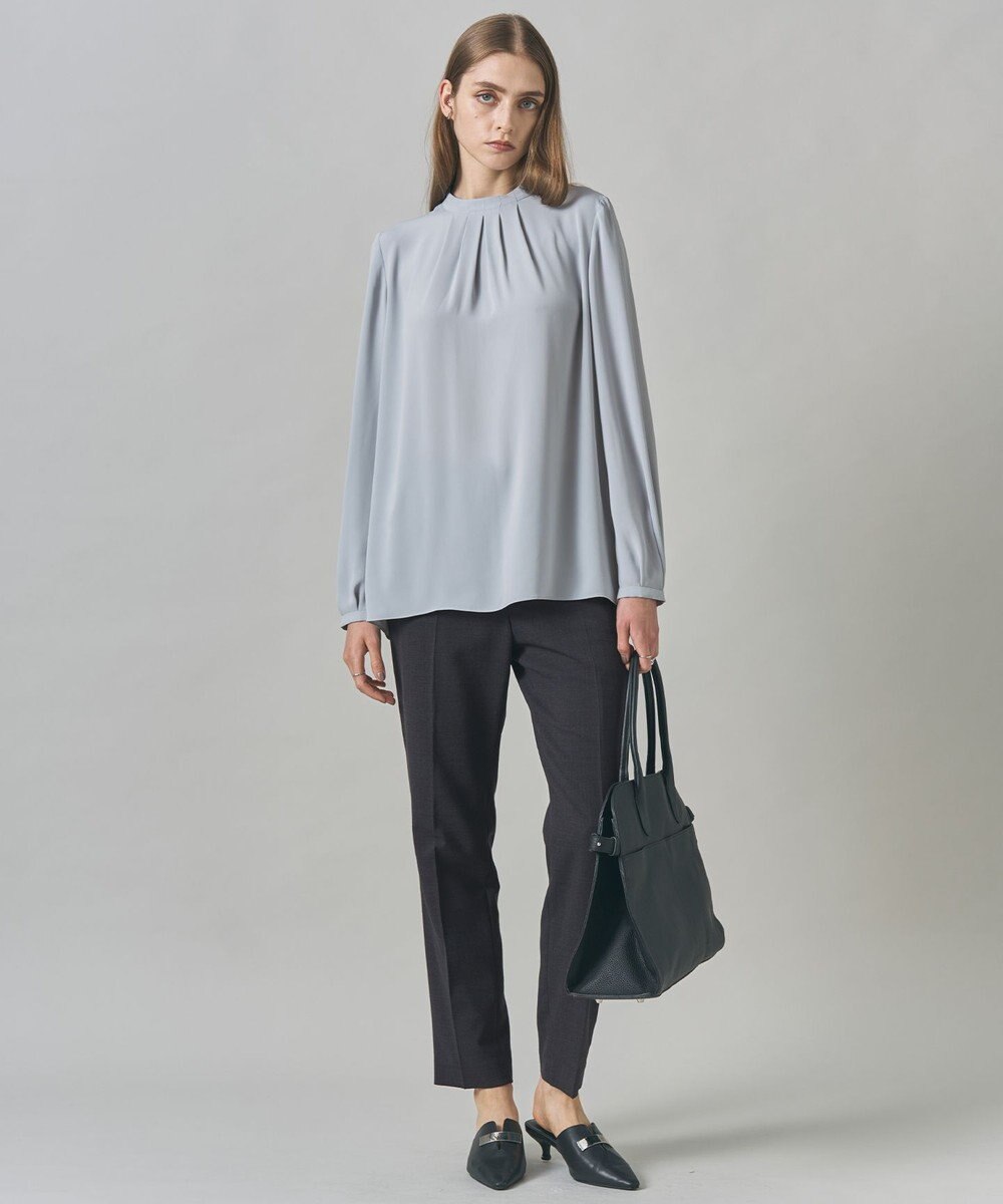 ICB L 【接触冷感・UVケア・速乾・洗える】BackSatinAmunzen ハイネックブラウス 