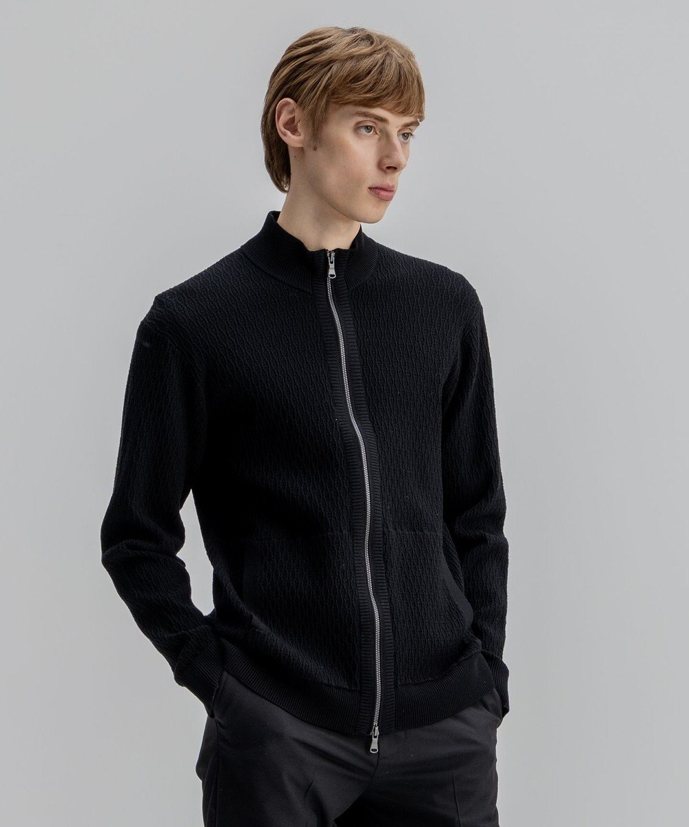 JOSEPH HOMME 【新柄】 ヴィスコースリンクス　ハイネックジップアップカーディガン 