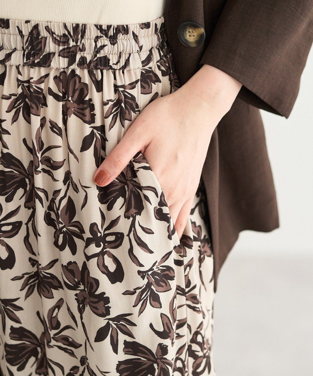 YECCA VECCA アートプリントスリットワイドパンツ 