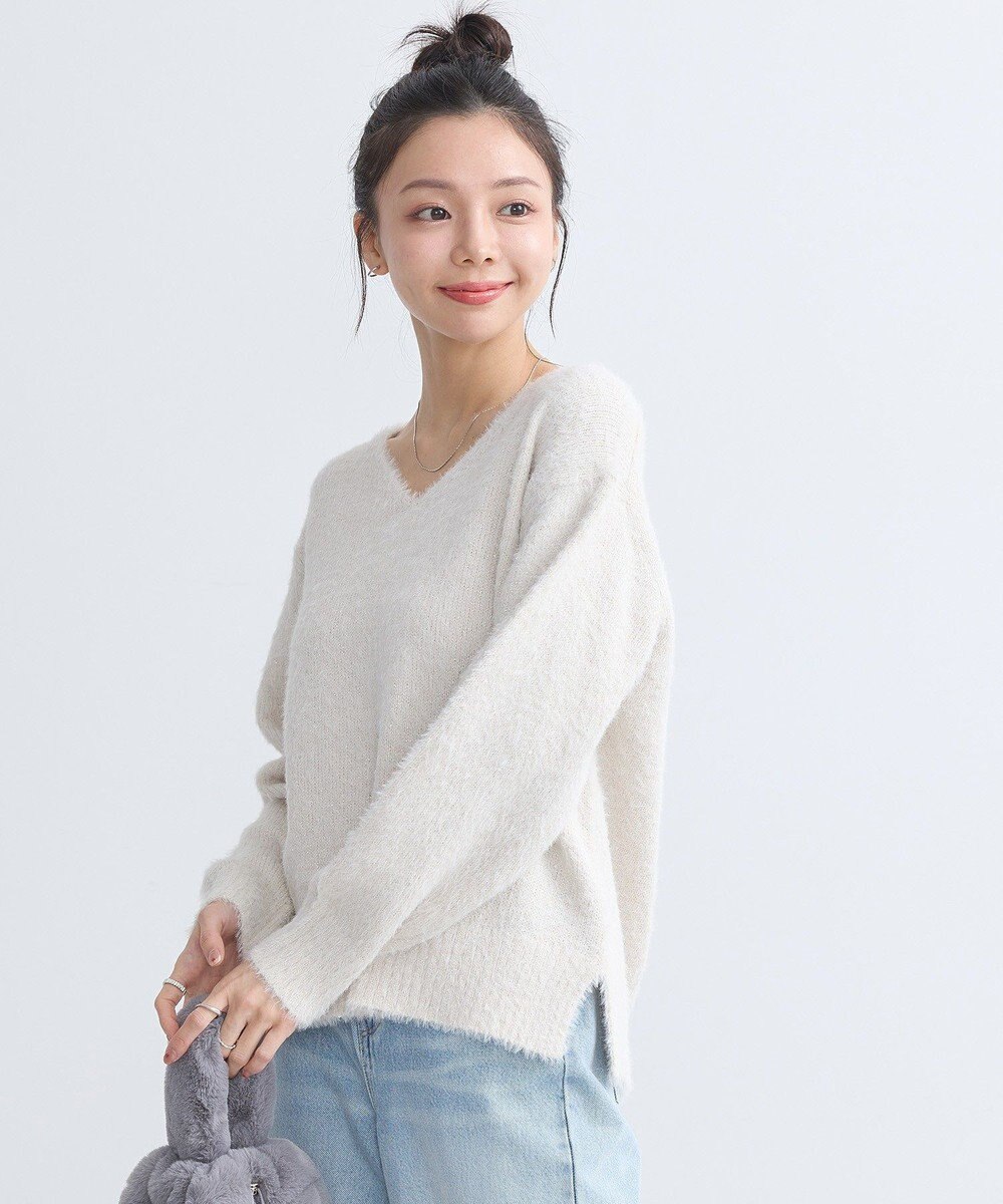 earth music&ecology スパンコールシャギーＶネックプルオーバー 