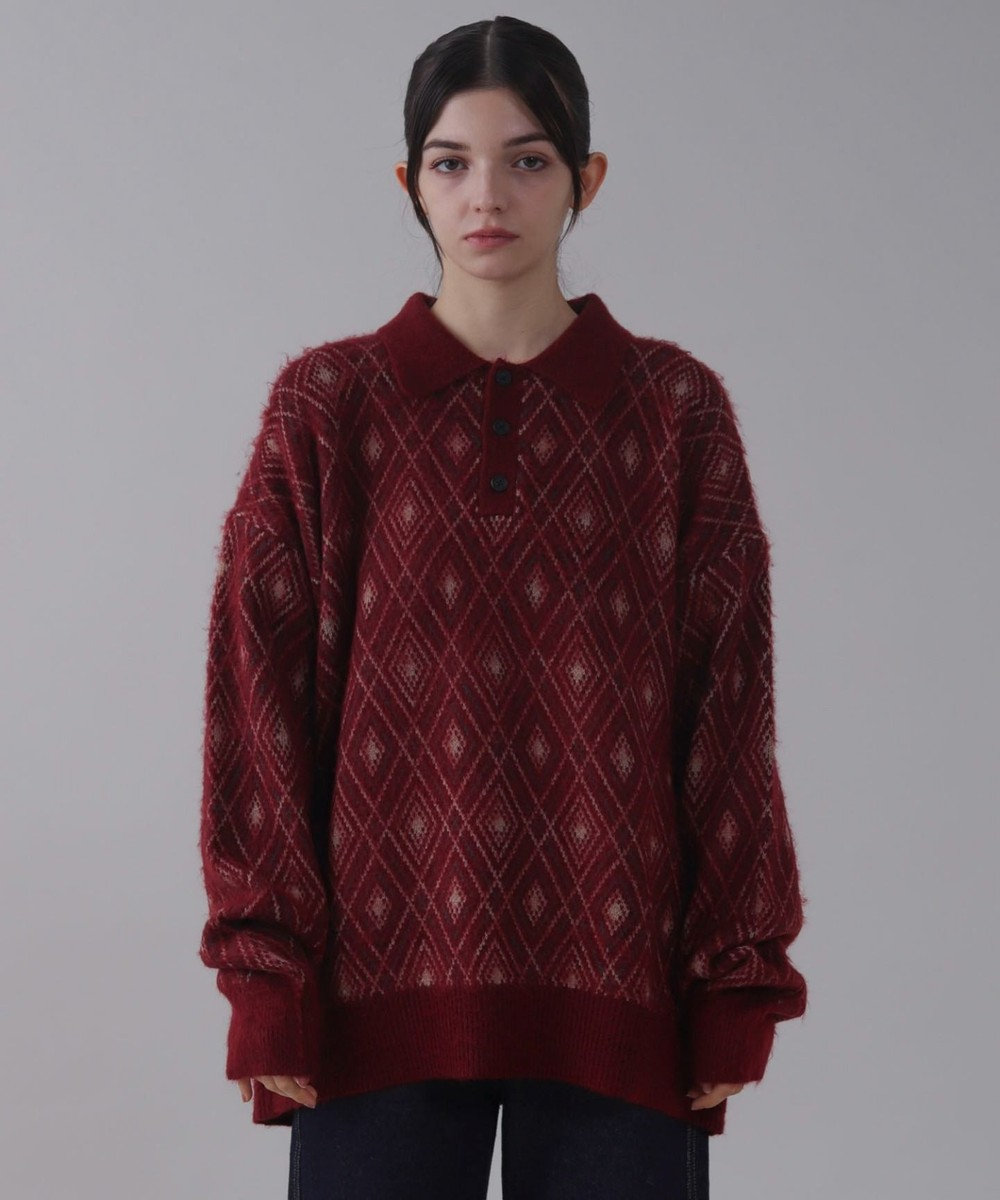 WEGO 【ユニセックス着用ITEM】アーガイルニットポロ 