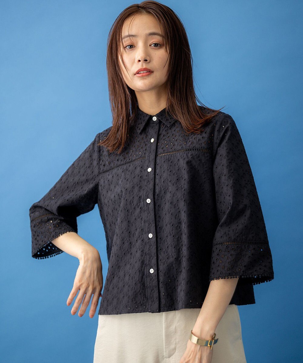 組曲 S エンブロイダリーレース襟付 ブラウス 