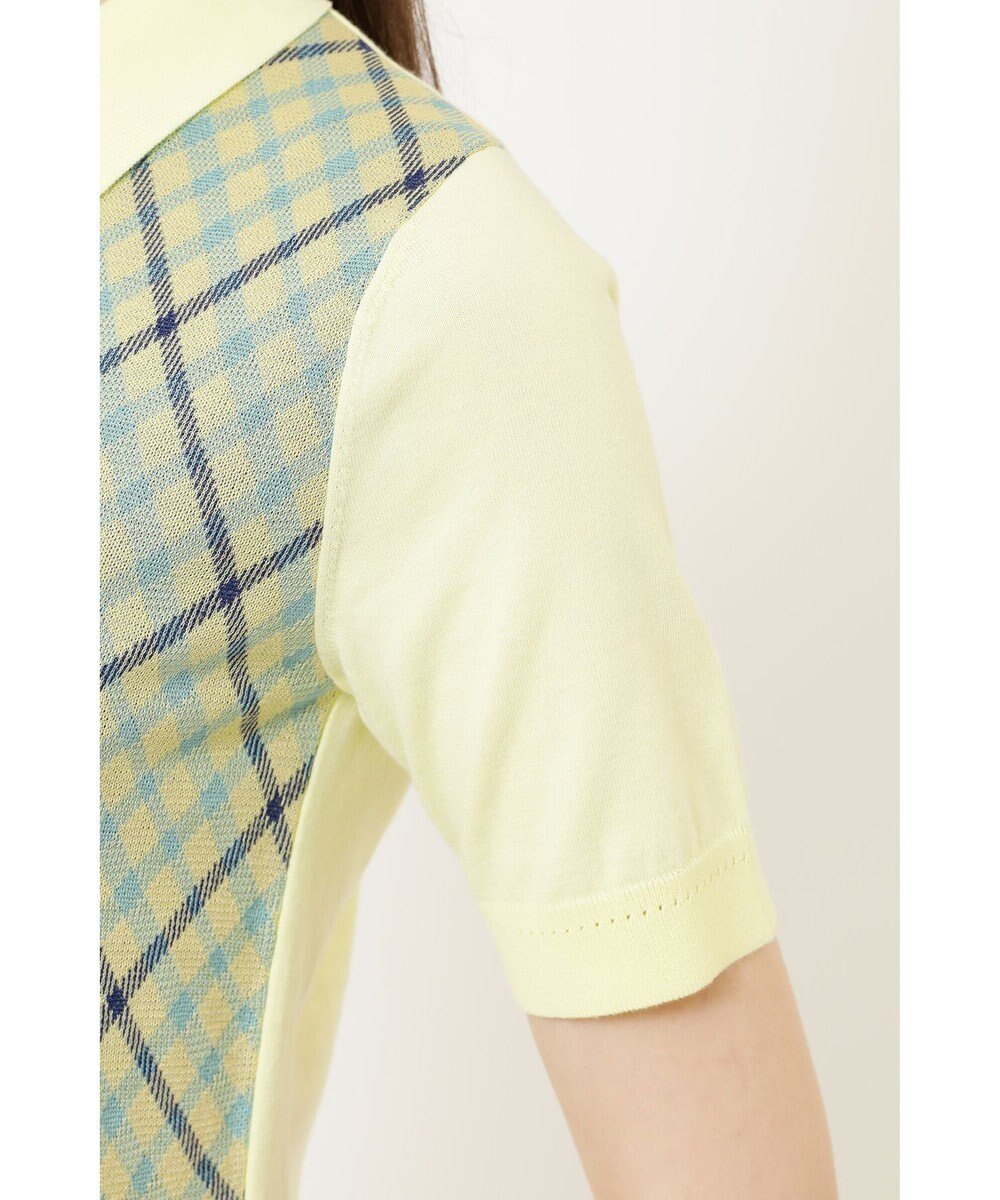 DAKS ジャカードチェックニットポロ 