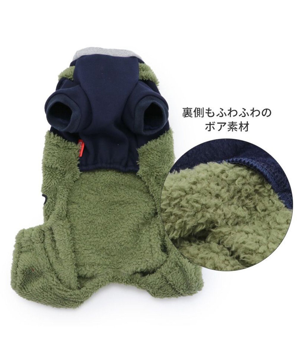 PET PARADISE 犬 服 秋冬 スヌーピー ボア パンツ つなぎ 【小型犬】 アップリケ カーキ 