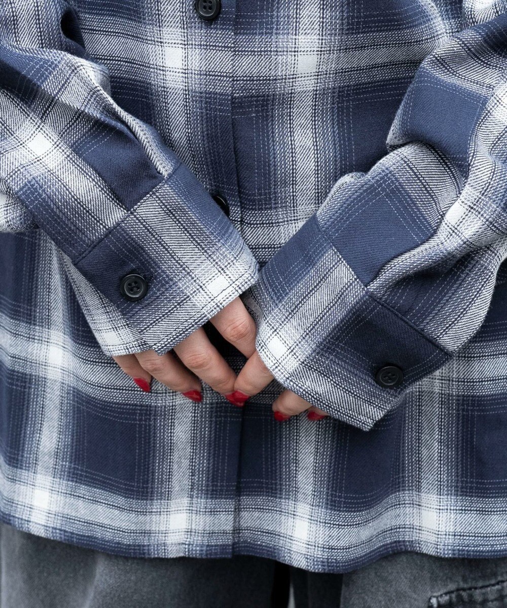 WEGO オープンショルダーチェックBIGシャツ 