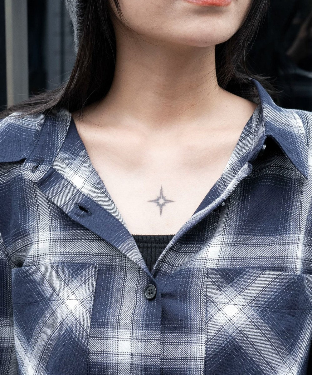 WEGO オープンショルダーチェックBIGシャツ 