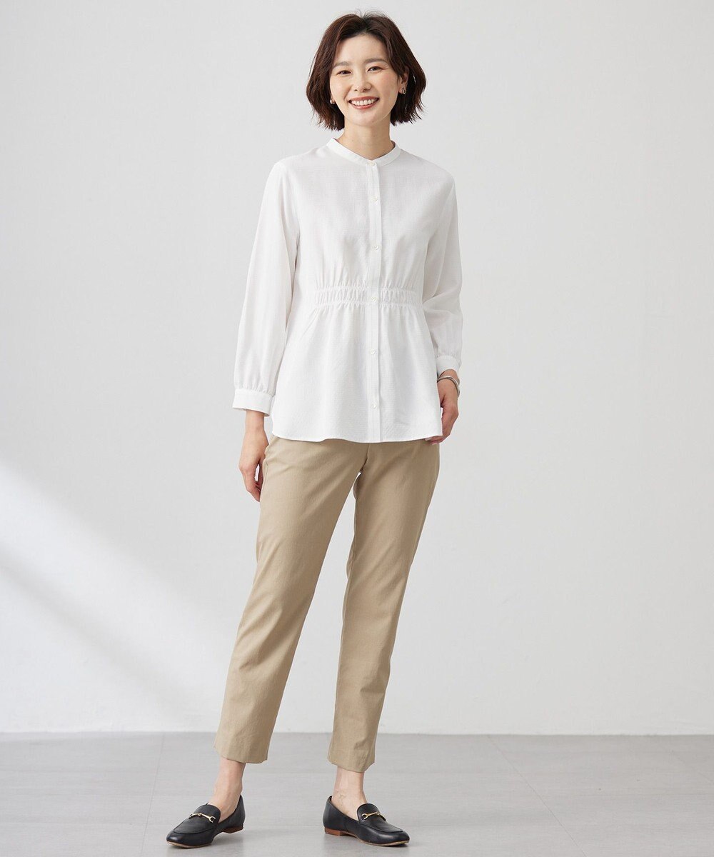 J.PRESS LADIES 【セットアップ対応・洗える】セルロースリネンストレッチ テーパード パンツ 