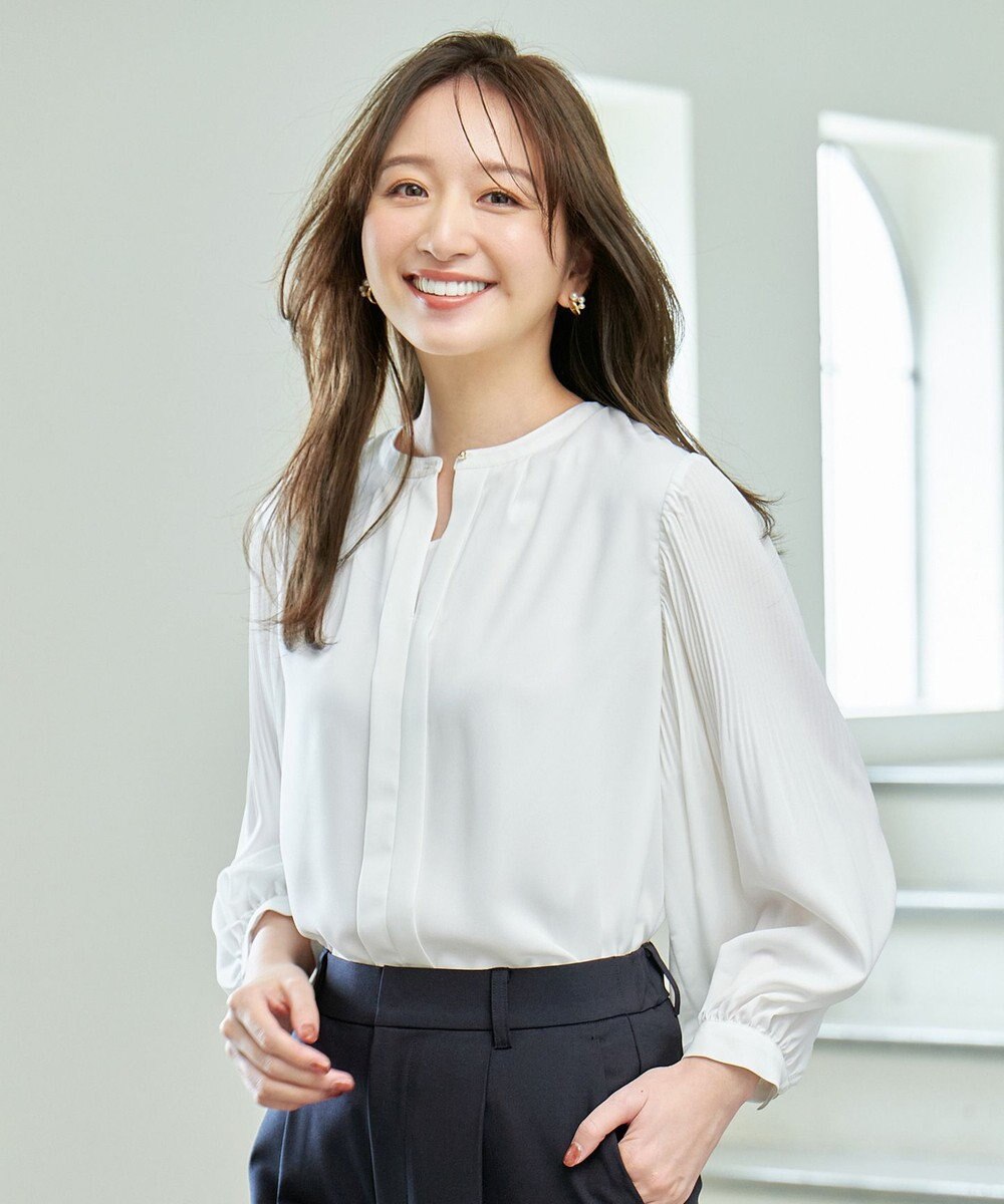 ANY 【洗濯機可/2WAY】プリーツスリーブブラウス 