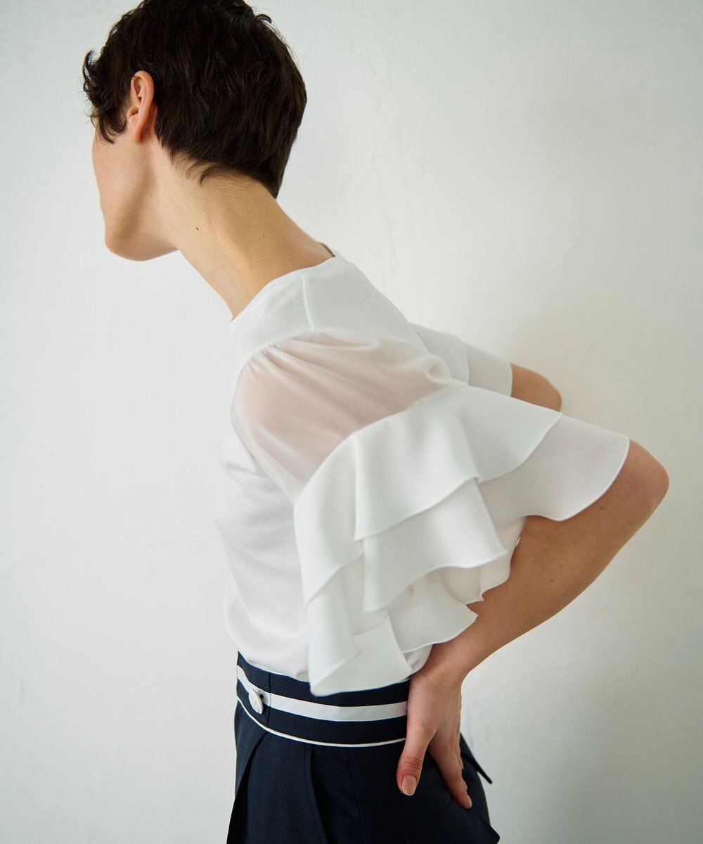 GRACE CONTINENTAL シアーフレアスリーブトップ 