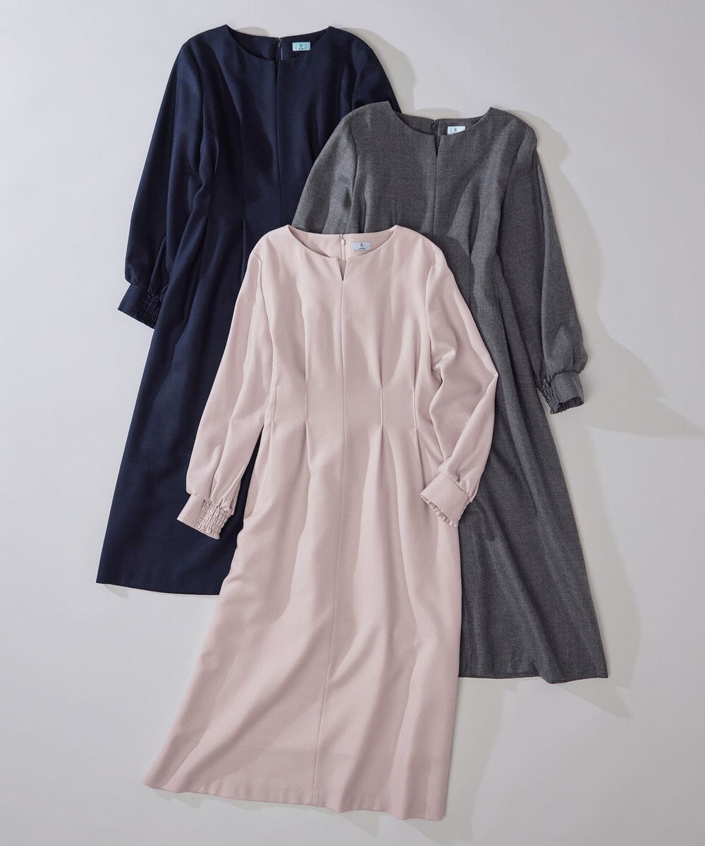 組曲 ウールジョーゼット スリットネックワンピース 