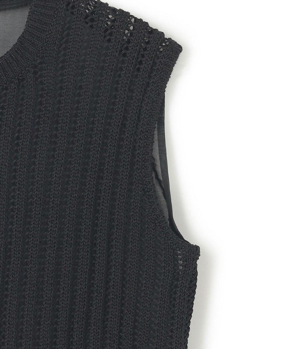 BEIGE， 【洗える】ALOE / コットンメッシュオーガンジーノースリーブニット 