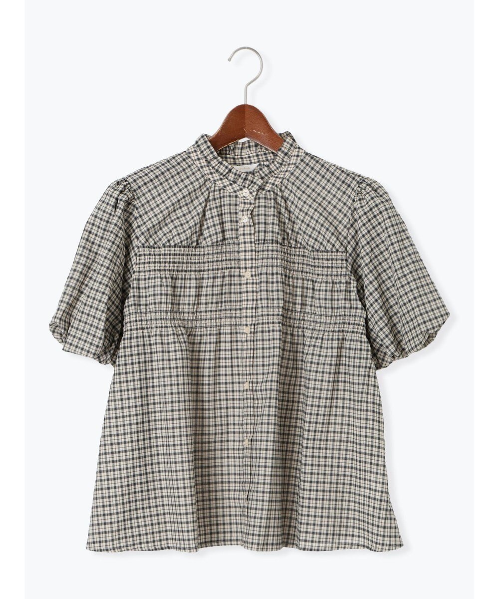 Te chichi スタンドフリル5分袖シャーリングブラウス 