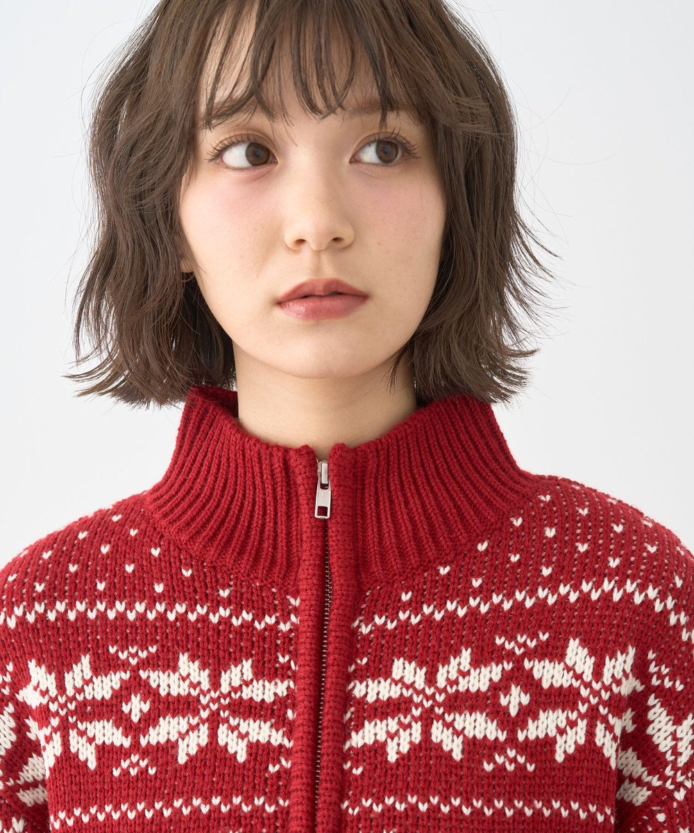 earth music&ecology ダブルzipノルディックカウチンニットカーディガン 