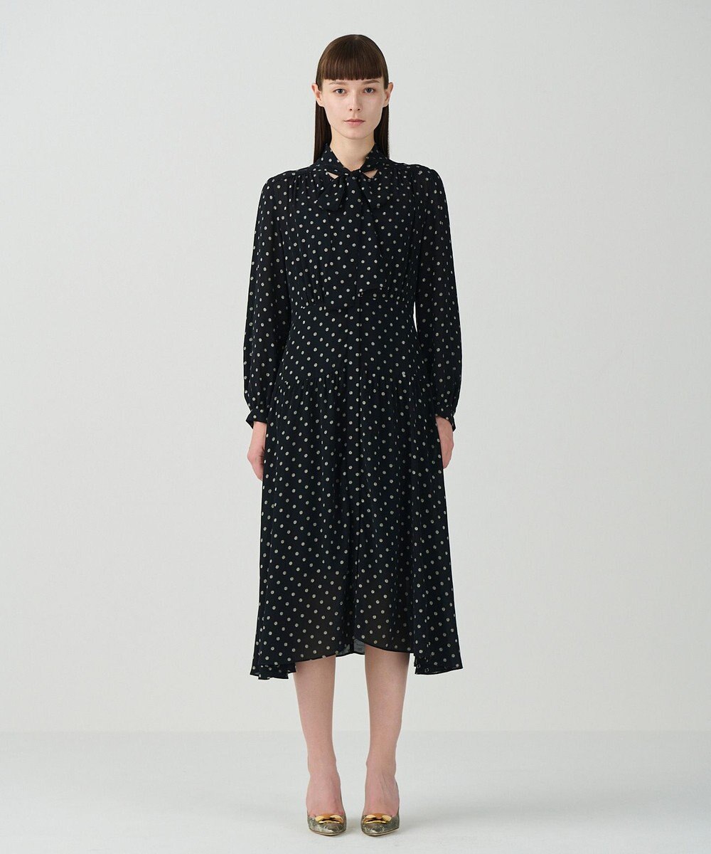 GRACE CONTINENTAL ドットラメジャガードドレス 