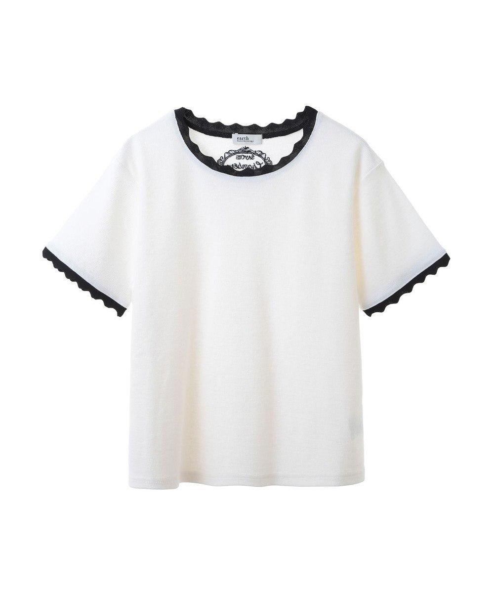 earth music&ecology バイカラースカラッププルオーバー 