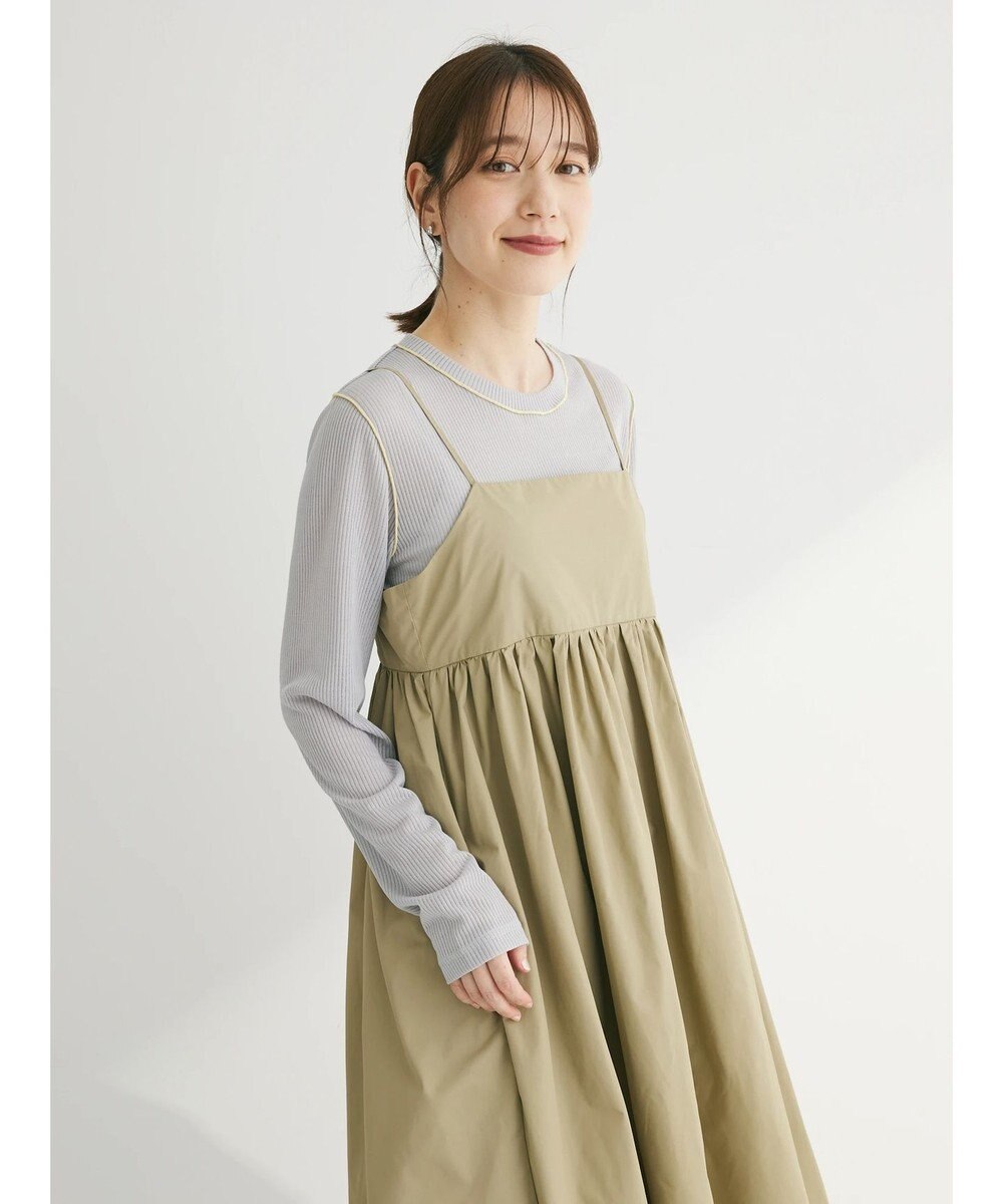 Green Parks 配色ステッチシアーリブプルオーバー 