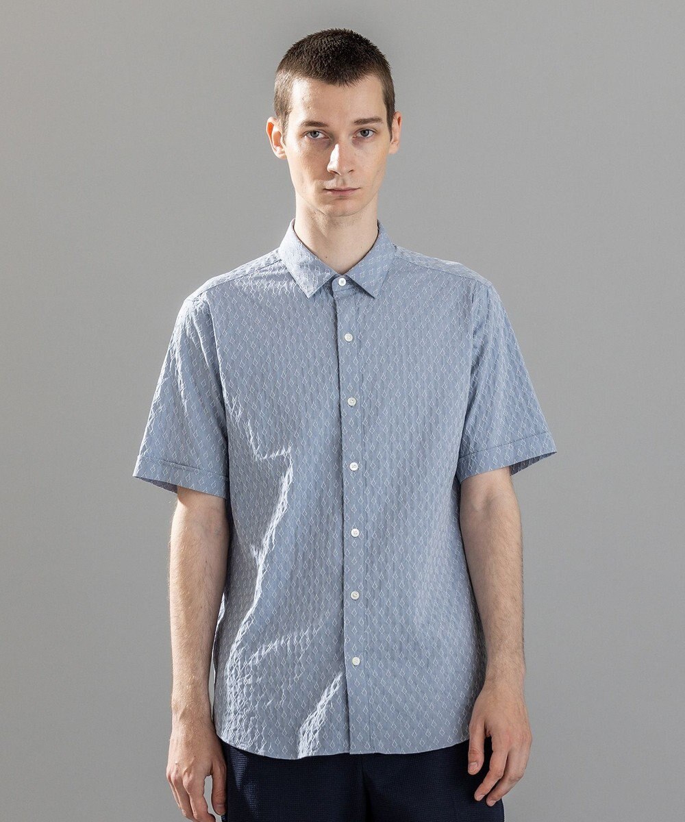 JOSEPH HOMME 新柄【ストレッチ】ハムサジャガードストレッチ　レギュラーカラー半袖シャツ 