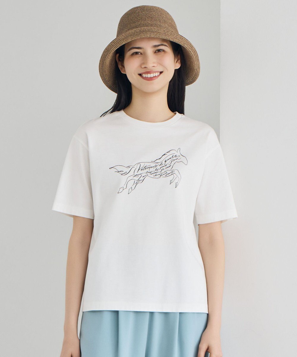 自由区 L 【カタログ掲載】ホースモチーフロゴ Tシャツ 