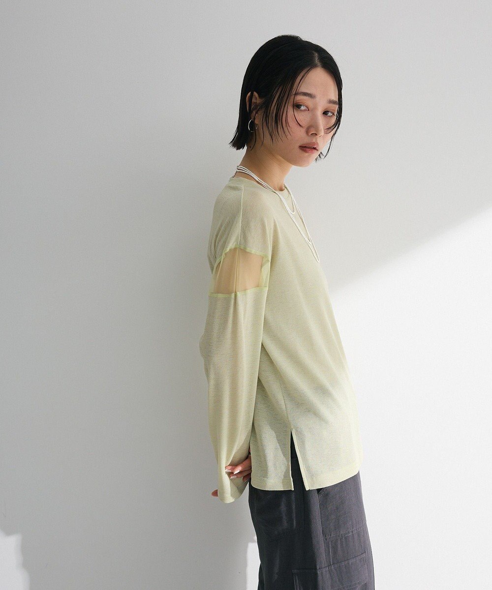 Green Parks シアー切替長袖プルオーバー 