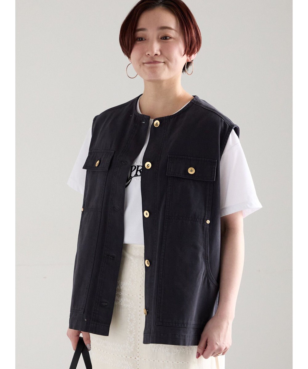 Te chichi ノーカラーワークベスト 