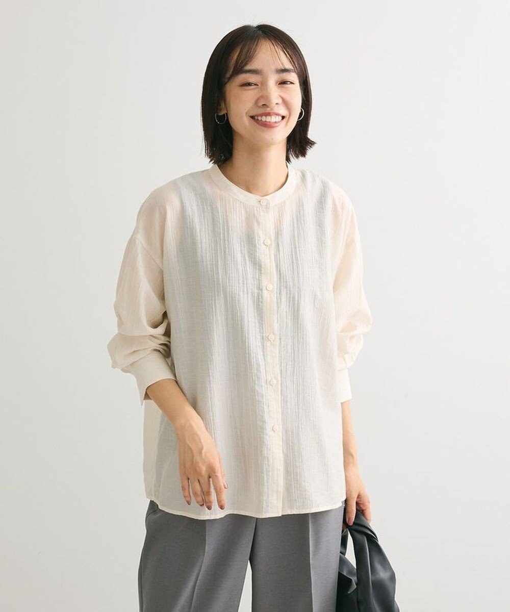 Green Parks バックシャンバンドカラーシャツ 