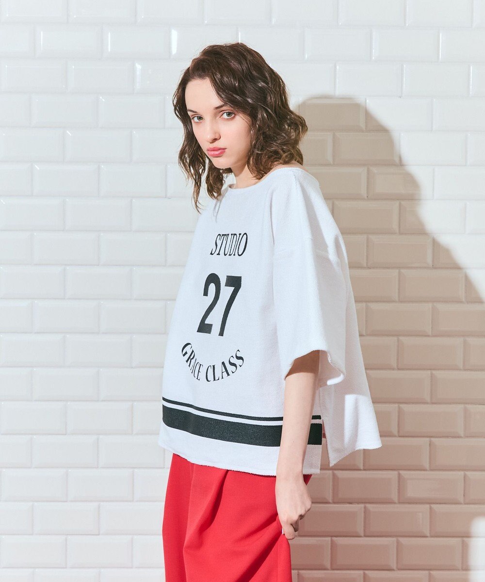 GRACE CONTINENTAL ナンバープリントループ裏毛トップ 