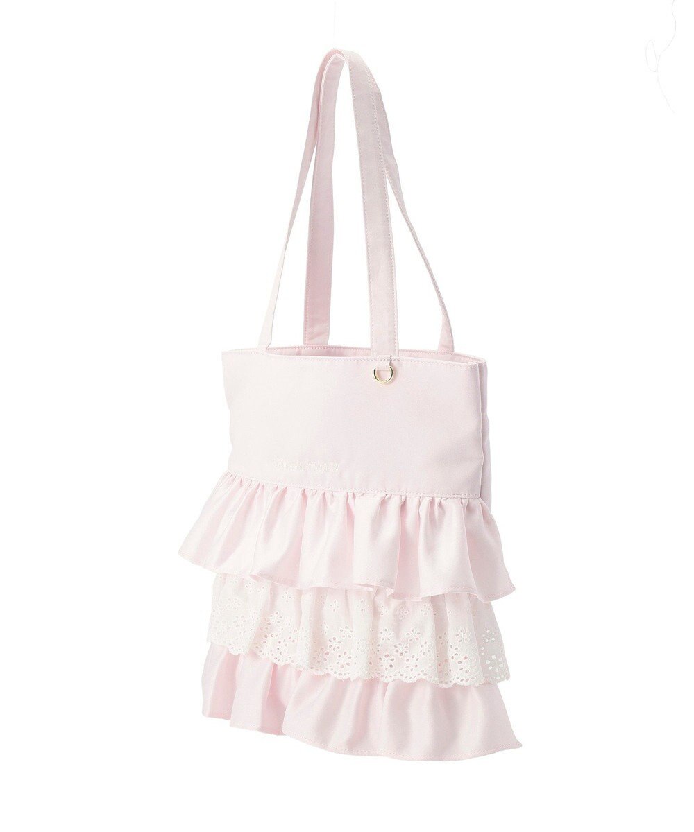 Maison de FLEUR サテンフロントフリルスクエアトートバッグ 