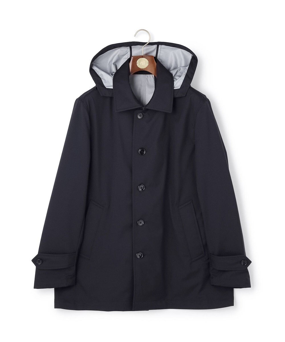 J.PRESS MEN 【オンオフ兼用 / ストレッチ / 撥水 / 洗える】トリコット3レイヤーバルマカンショートコート / フードデタッチャブル 